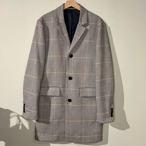 H&M Gray Plaid Trench Coat